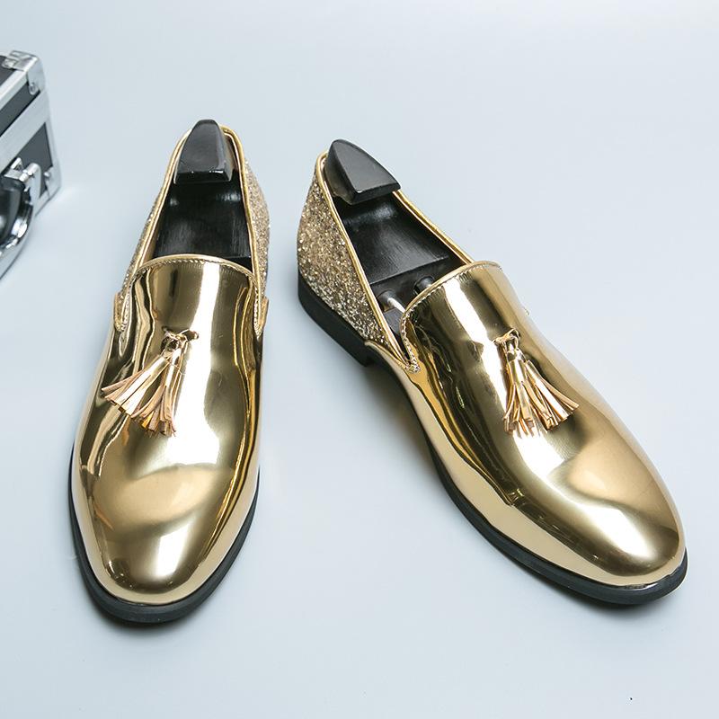 

Men s Shoes Large Size Casual Leather Shoes Fashion Men s Gauntlets Tassel Leather Shoes British Style Hairstylist Sequins Trendy Shoes 47