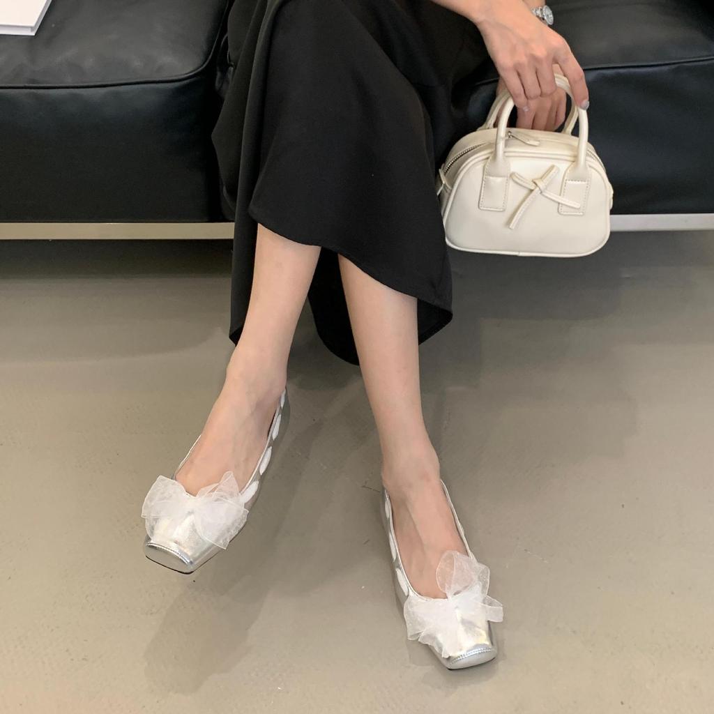 Fashion IPPEUM Mary Janes Shoes 2025 New Blue Ballet Flats Fashion Pumps Flat Ballerina Shoes For Women