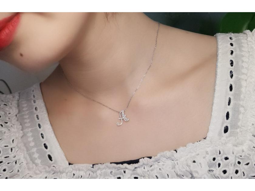 TikTok Live French-English Initial Pendant Necklace - Customizable 26 Letters, Full Diamond, Personalize Your Name or Surname