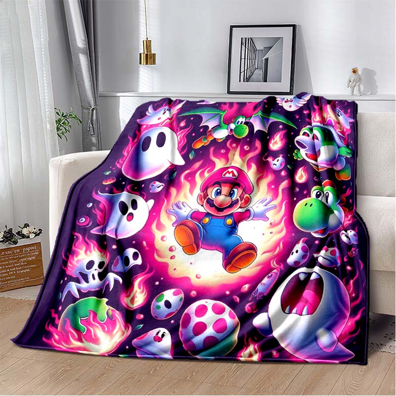 Super Mario game blanket, warm and comfortable flannel blanket, suitable for bedrooms, sofas, beds, chairs