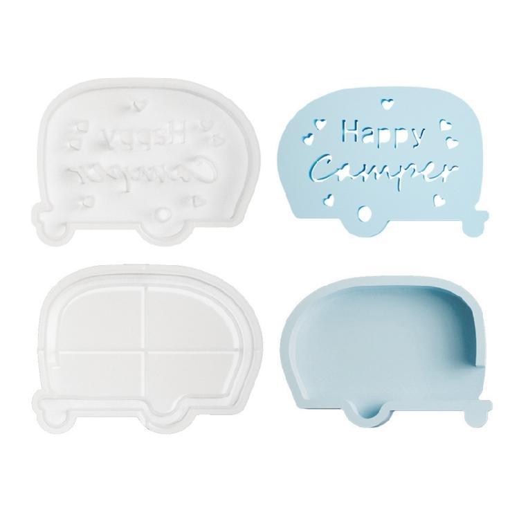 

Pack of 2 Toy Bus Shape Silicone Candle Stand Molds for Epoxy Resin Hollow Bus Silicone Tealight Holder Molds for Craft
