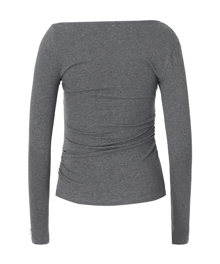 ZEROPLANET Chloe Asymmetrical Sleeve Top [Grey]