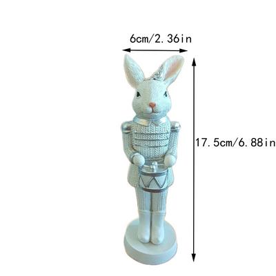 Resin Material Bunny Statues Cute Design Spring Theme Rabbit Figurine Soldier Style Holiday Design Nut Cracker Rabbit