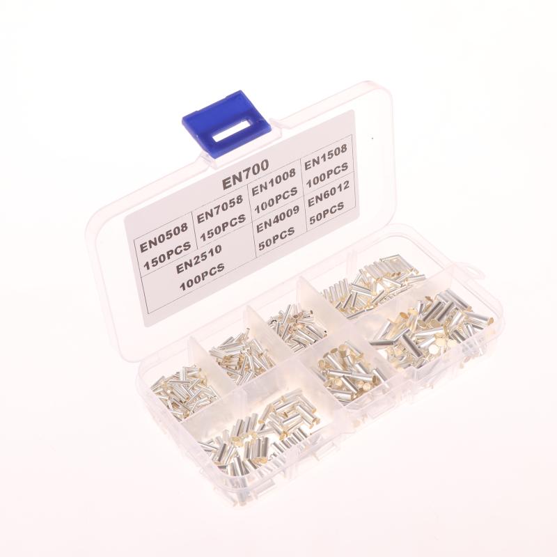 700 Stück gemischte Größen unisolierte Kabelhülsen blanke Klemmen röhrenförmige Drahtendhülsen einfach für Drahtverbindung Stift Crimp