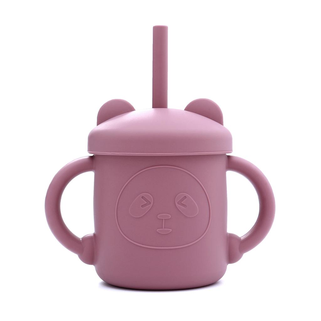 Cute Children's Silicone Water Bottle with Straw Multi-functional Baby Leak-proof Training Cup