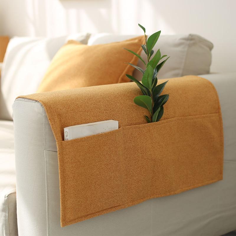 New Cotton and Linen Sofa Armrest Towel Four Season Anti Slip and Dustproof Armrest Pad Home Decoration Storage Remote Control Books