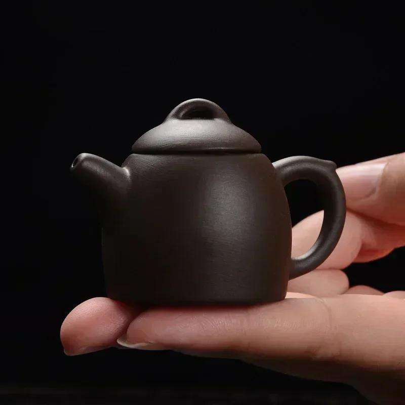 Mini Pocket Pottery Teapot Enameled Hand Teapot Handstand Fingertip Kettle Darkred Enameled Pottery Teaset Accessories Tea Pet
