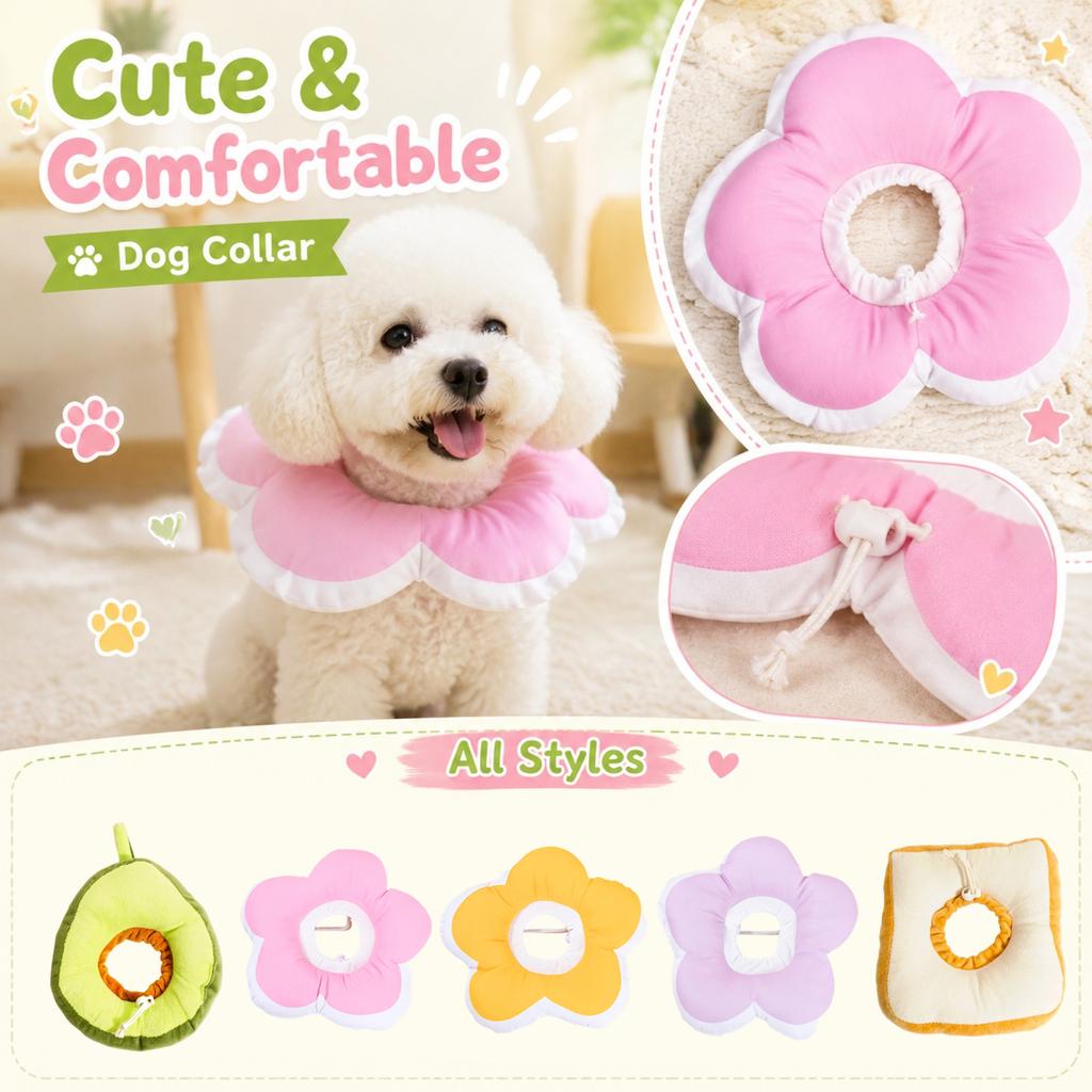 Pet Recovery Soft Protective Collar Flower Shape Adjustable Dog and Cat Cone Comfort Neck Guard for Post Surgery and Grooming