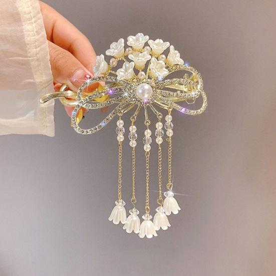 Women Hair Barrette Flower Decor Faux Pearl Tassel Bow Hollow Out Shiny Sequin Anti-slip Hair Decoration Lady Hair Accessory