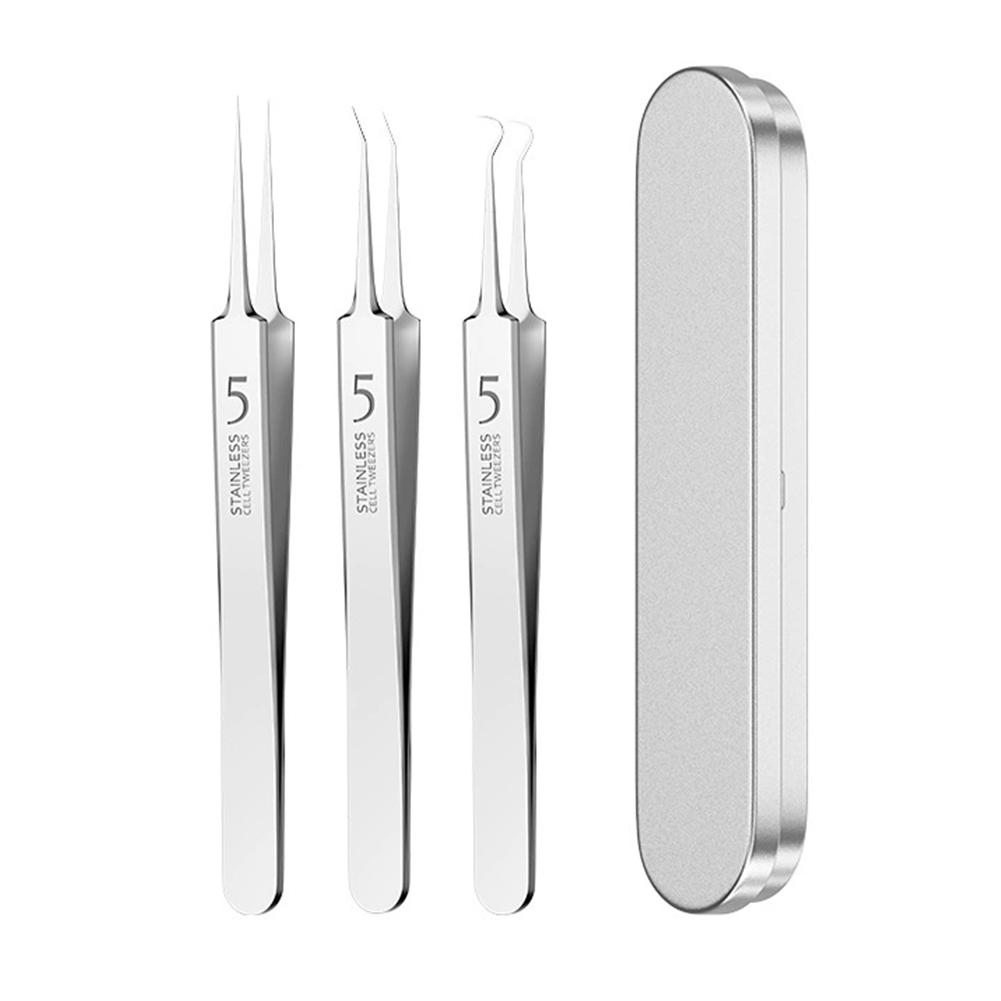 

3pcs Ultra-fine Cell Pimples Blackhead Clip Tweezers Beauty Salon Special Scraping & Closing Artifact Acne Needle Tool