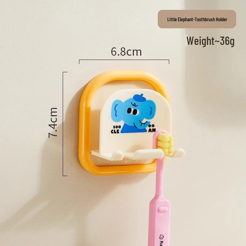 Punch-Free Wall-Mounted Toothbrush and Cup Holder for Kids