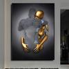 Black Gold Heart Statue Poster: Modern Art Canvas for Living Room Décor