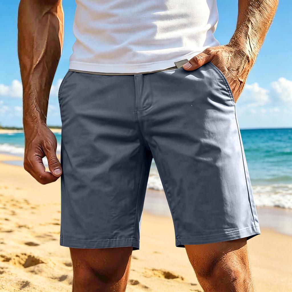 Herren Vintage Cargo-Shorts Baumwolle Mittellang Gerade Beine Lässig 5 Zoll Schrittlänge Sommer-Shorts