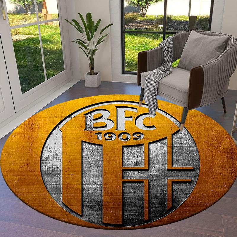 Bologna FC 1909 Round Area Rug,Carpet Rug for Living Room Bedroom Sofa Playroom Decor,Non-slip Floor Mat