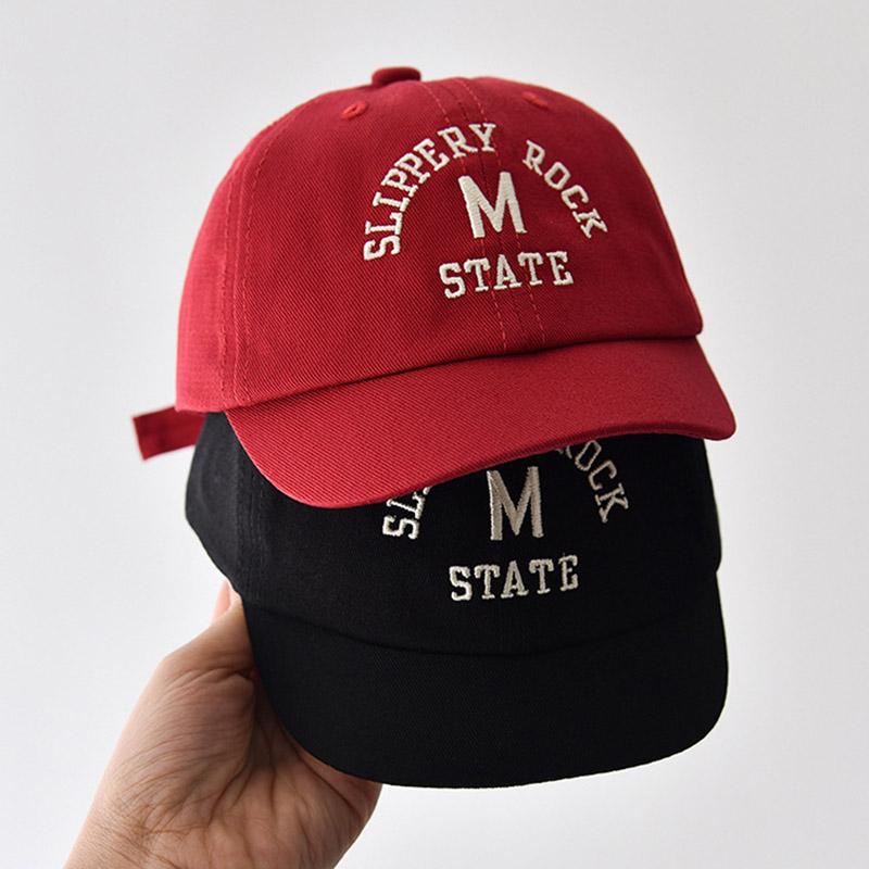 Korean Letter Baby Baseball Cap Spring Summer Adjustable Sun Hat for Toddler Boy Girl Solid Color Embroidered Kids Peaked Hats