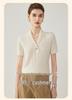 Kochi Women's V-Neck Plaid Knit Short-Sleeve Top - 2026 Summer Collection, High-End Casual Style with Lapel