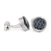 Blue Striped Round Silver Cufflinks for Men - New Arrival
