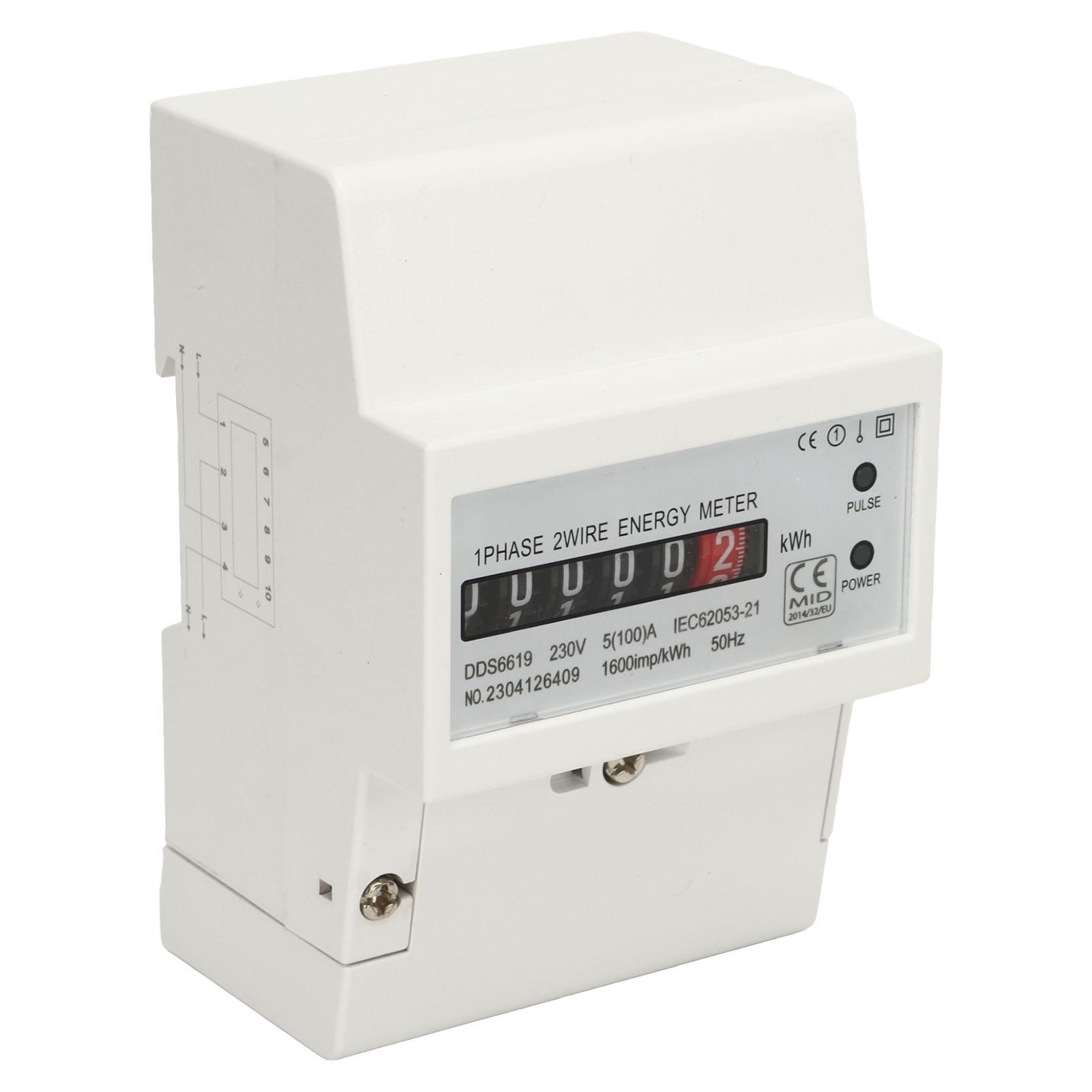 

Лічильник електроенергії Однофазний DIN-рейка Ваттметр споживання електроенергії Лічильник енергії Монітор використання електроенергії 230В 5(100)ДО