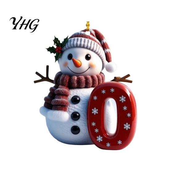 Acrylic Holiday Keepsake Gifts 2D Snowman Christmas Ornaments, Personalized Letter Ornaments for Tree, Unique Souvenirs Initial Ornament, Ornament DIY