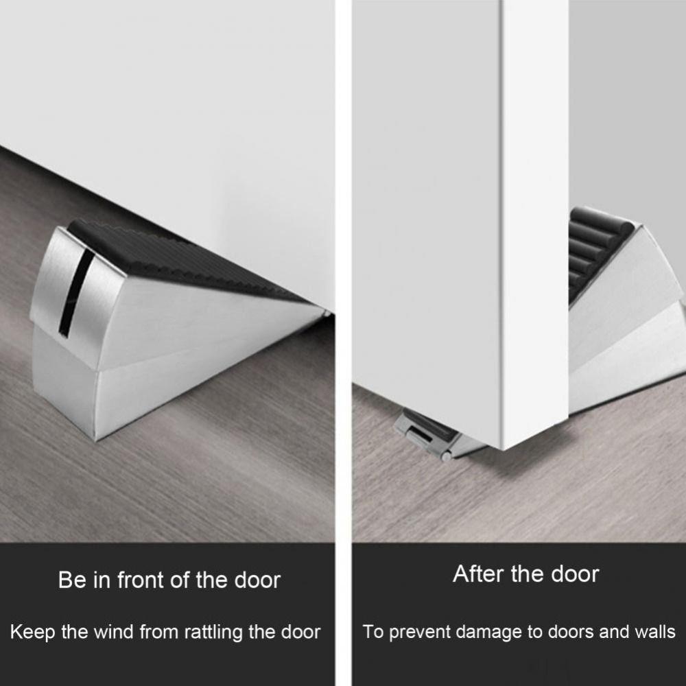 Stainless Steel Door Stop Wedge Non-slip Floor Doorstop Sturdy Spring Door Stopper  Floor Protector