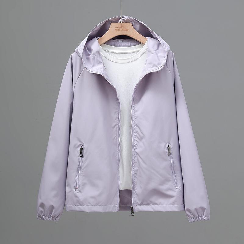 

Женские мужские повседневные куртки весна осень мода унисекс ветровка пальто с капюшоном спортивные куртки для пар путешествия верхняя одежда S фиолетовый