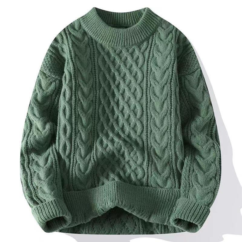Men's Retro Japanese Knit Loose-Fit Sweater with Velvet Layer