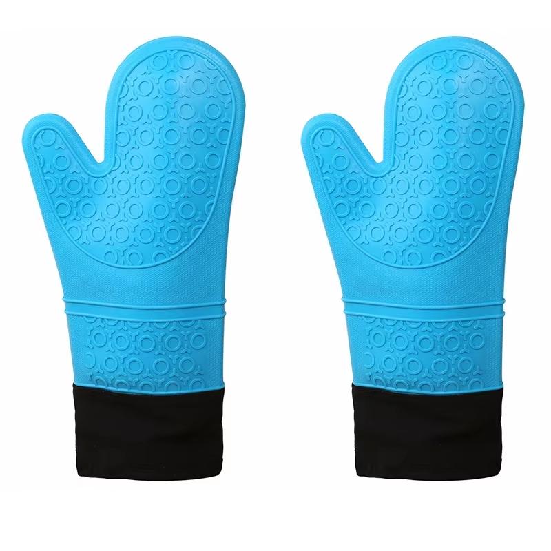 Guantes de Silicona Gruesos para Hornear Impermeables Resistentes al Calor Manopla de Horno con Algodón Cocina Cocinar Microondas Guantes para Barbacoa Salvamanteles
