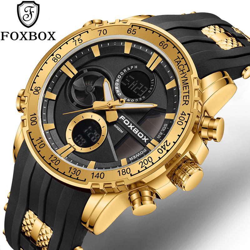 FOXBOX TOP New Fashion Men's Waterproof Digital Watch Quartz Chronograph Military Shockproof Men's Watch Relogios Masculino