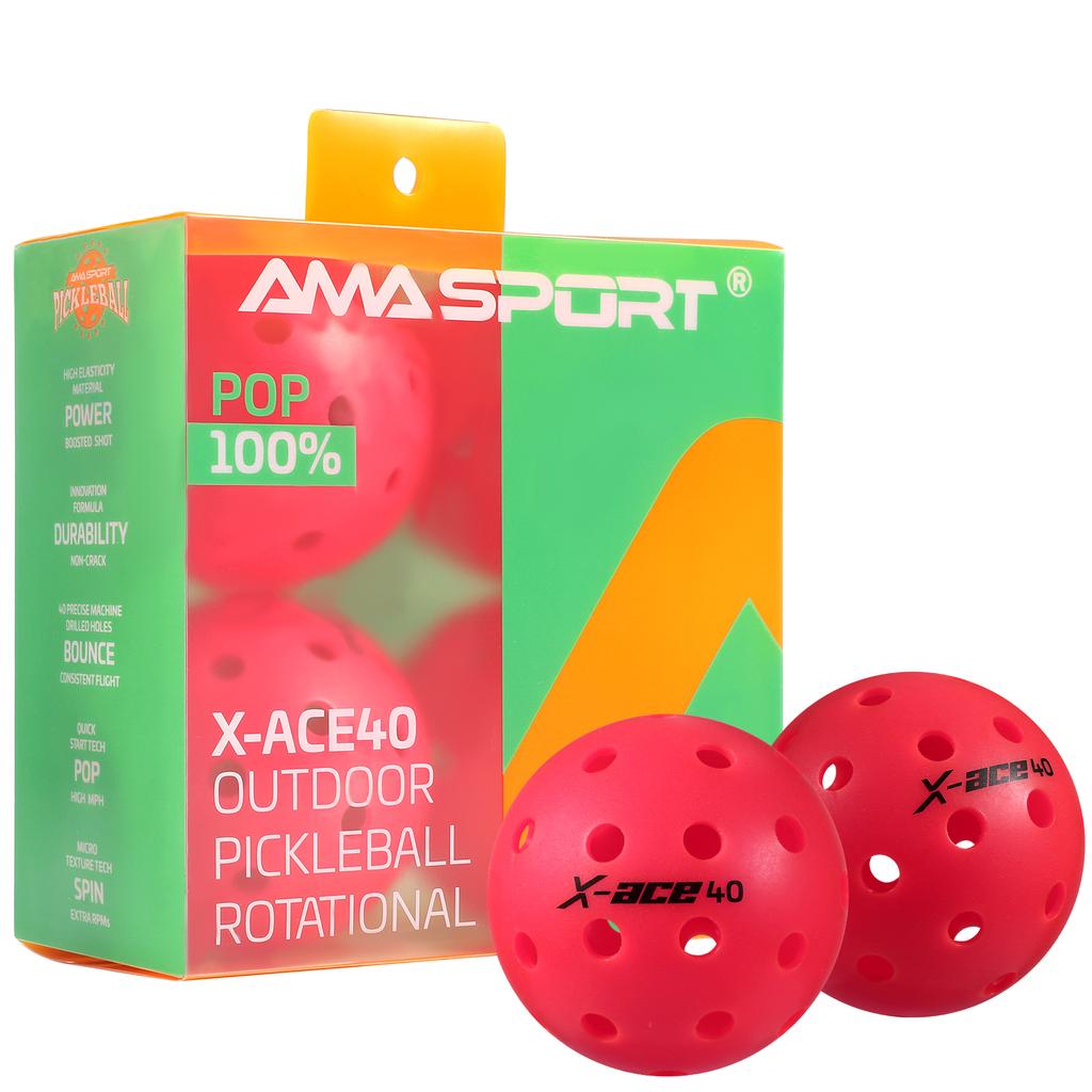 AMASPORT Pickleball Bälle X-ACE40 Professionelle Offizielle Pickleball Bälle Hoher Rückprall & Hohe Sichtbarkeit für Outdoor-Spiele