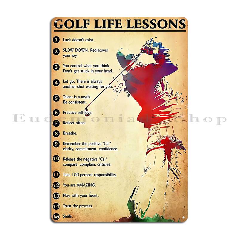 

Golf Life Lessons Men Golf Player Men Golf Coach Metal Plaque Garage Pub Club Cinema Custom Tin Sign Poster 20x30cm（7.8x11.8inch）