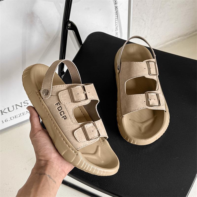 

Мужские новые модные летние туфли для вождения двойного назначения, пляжные, на мягкой подошве, нескользящие, для улицы, повседневные крутые шлепанцы 371292-J 38 белый