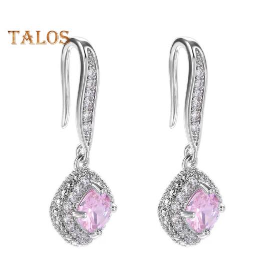 

1 пара женских висячих сережек контрастного цвета со стразами, вечерние серьги для выпускного вечера, коктейльных вечеринок, дня рождения, юбилея, подарка, ювелирных изделий розовый цвет-серебро