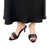 New Rivet Decor High Heels Sandals for Women Plus Size Metal Buckle Punk Slippers Summer Light Comfort Thin Heeled Party Sandals