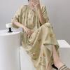 1011 new cotton and silk nightdress women's summer short-sleeved pajamas cartoon pony element long loose cotton silk skirt can be worn outside