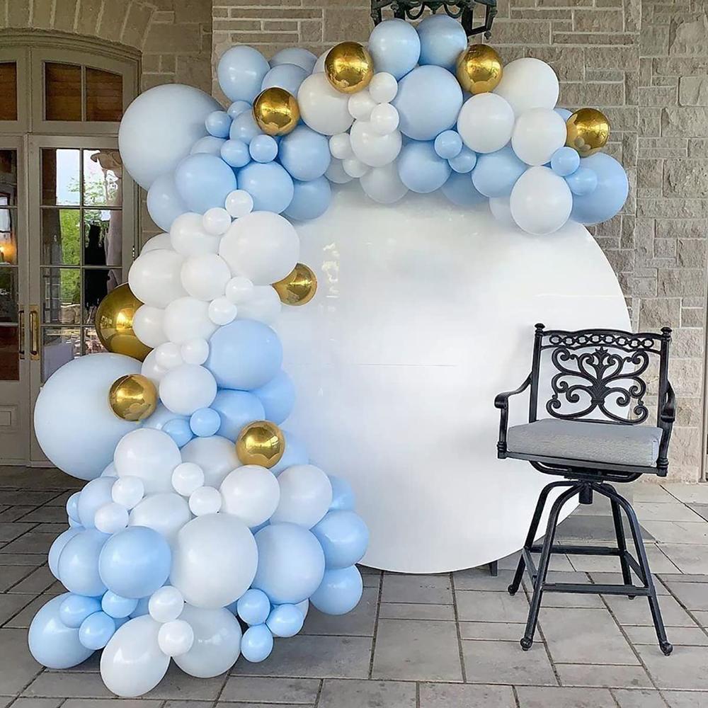Pastel Blue Balloon Garland Arch Kit White Blue Confetti Balloons Baby Shower Gender Reveal Birthday Party Wedding Decorations