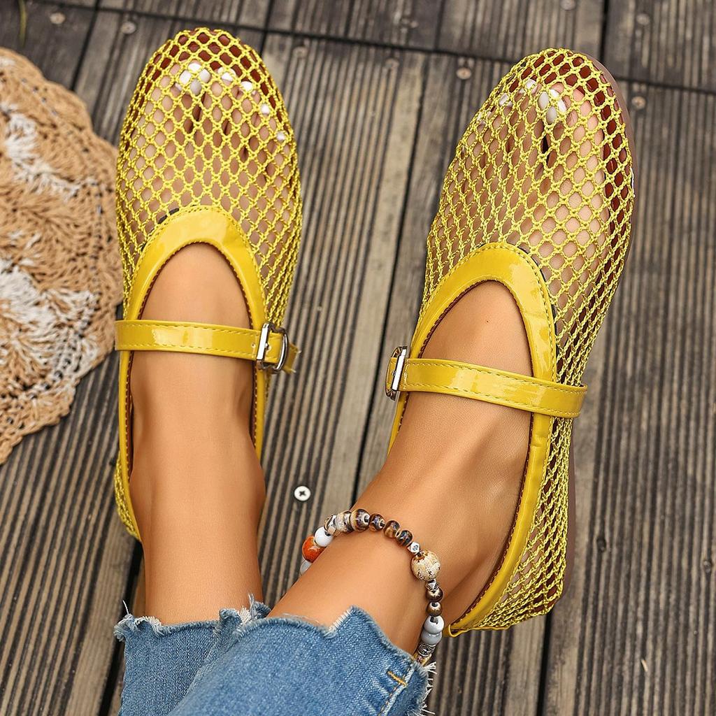 Atmungsaktive Einzel-Schuhe mit weicher Sohle für Damen, Neuer Stil, Flach, Durchbrochene Mesh-Schuhe, Mary Jane Einzel-Schuhe