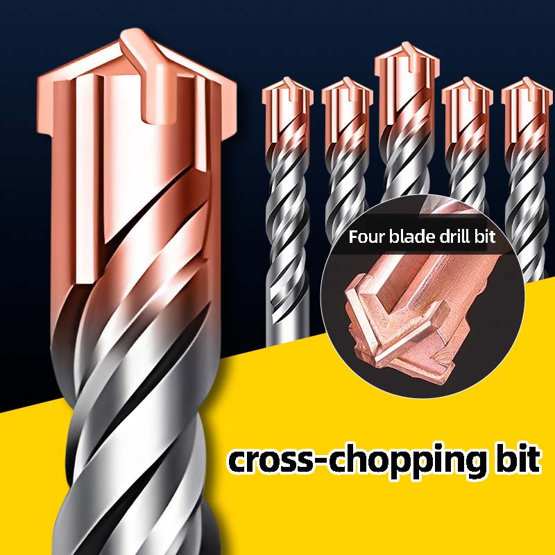 New Upgraded Four-Edged Serrated Cross-Type Impact Drill Bit Concrete Wall-Penetrating Impact Drill Bit High Hardness Drill Bit