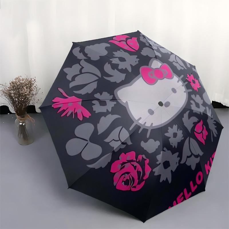 1pc Hello Kitty Floral Design Umbrella with Plastic Handle,Suitable for All Seasons Home Travel Outdoor UmbrellaSanlio576