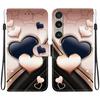 Handmade PU Leather Flip Case for Sony Xperia 1 VI Anti-Slip Shockproof Cover with Wrist Strap & Heart/Rose Cat Designs