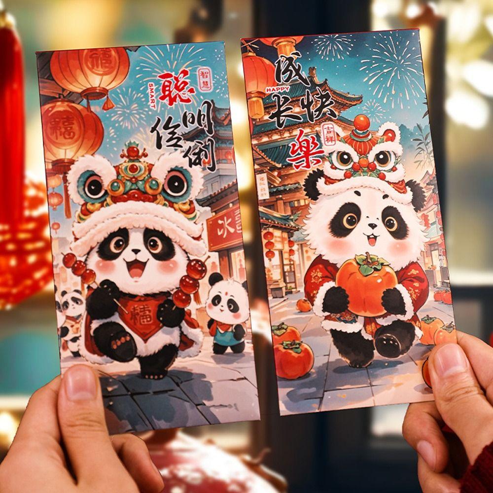 6pcs Traditional New Year Red Envelopes Cartoon Lucky Money Packets  Spring Festival Supplies