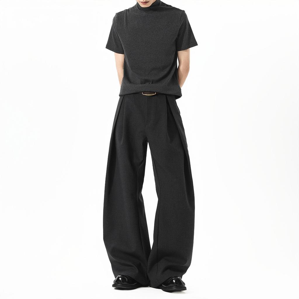 Three-dimensional Pleated Wide-leg Pants A-shaped Silhouette Casual Pants Men's Design Sense Loose Drape Floor Pants