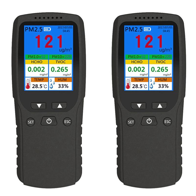 A96I-2X 9 In 1 Air Quality Monitor Indoor Outdoor PM2.5, PM1.0, PM10, HCHO, Detector Tester Temperature And Humidity Sensor