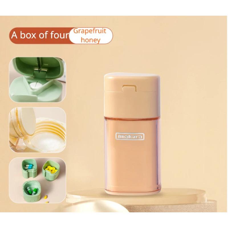 1PCS Creative Multi-functional Pill Box Portable Dispenser Home Mini Portable Pill Box 5-in-1 Manual Pill Grinder Storage Box