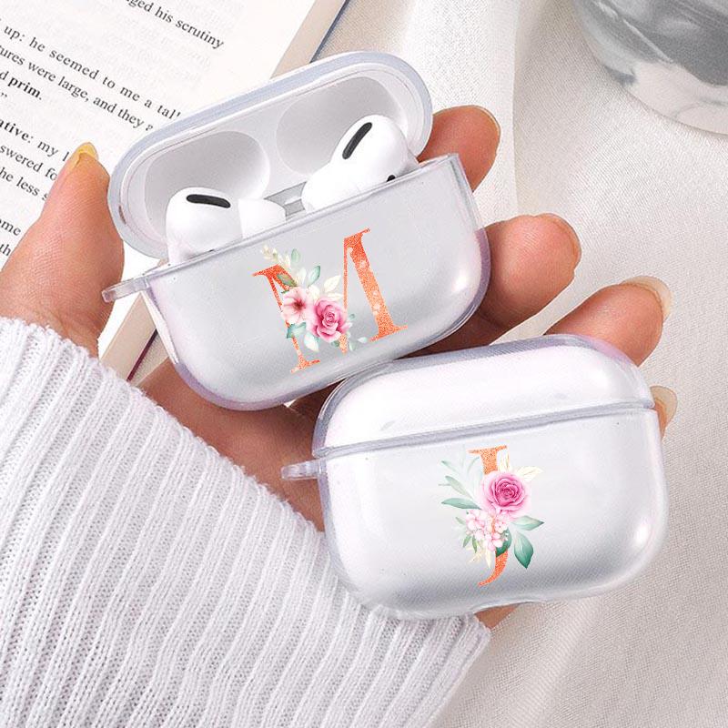

Мягкий прозрачный чехол из ТПУ для Apple Airpods Pro 3 2 1 Цветок AZ Буква алфавита Bluetoooth Беспроводные чехлы для наушников Airpod Чехол для наушников