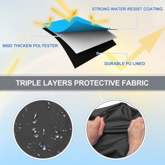 Boat Universal Bimini Top Storage Boot Cover with Light Hole