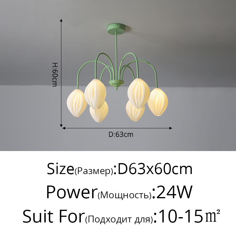 Modern Led Chandeliers Indoor Lighting Remote Dimming Green and White 6/8/9 Heads Pendant Lamp Living Room, Kitchen, Bedroom