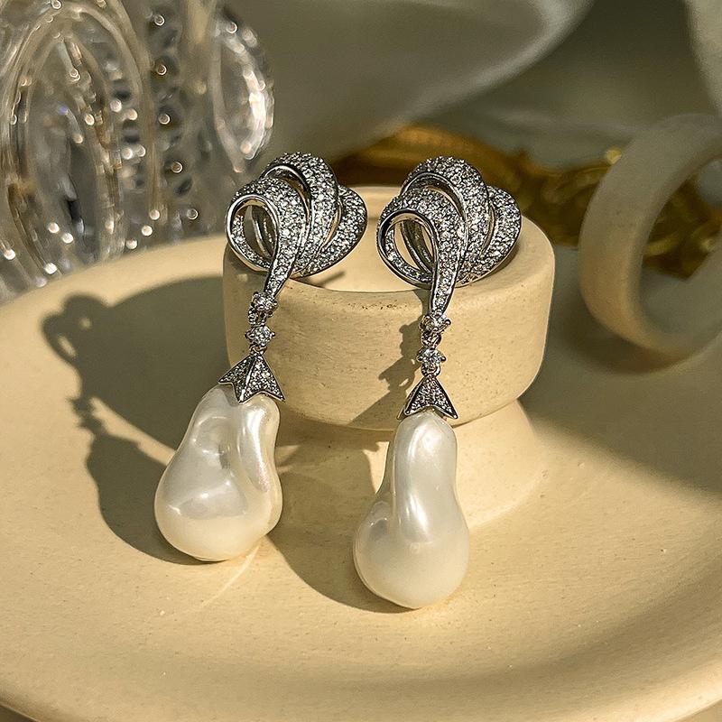 Jewelry Stud Earrings Geometric Imitation Pearl Baroque Jewelry High Sense Light Luxury Women