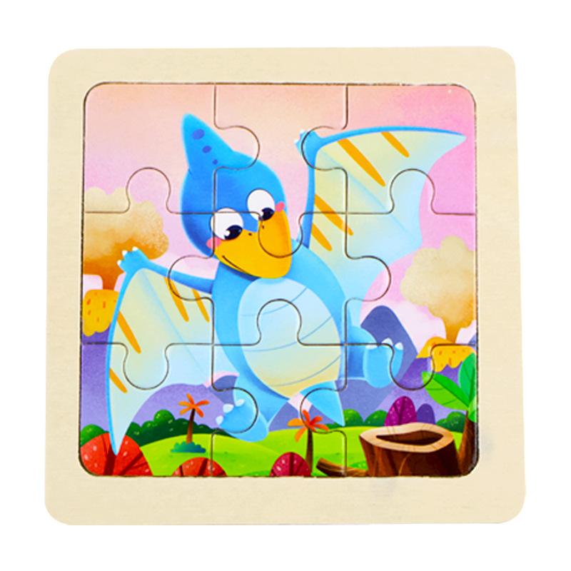 Small Children's 9-piece Wooden Plane Puzzle Cartoon Animation Puzzle Baby Educational Early Education Toy