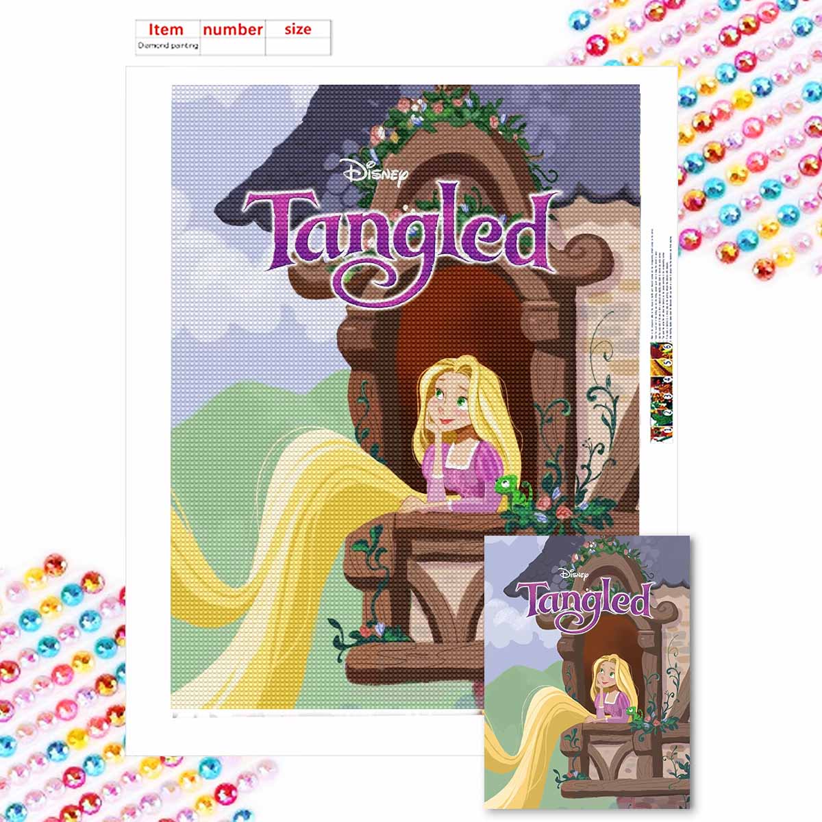 

Полная круглая алмазная живопись Наблюдательная Рапунцель Искусство Стразы Картина Мозаика Сделай сам 5D Вышивка крестом Домашнее украшение Round 20x30cm