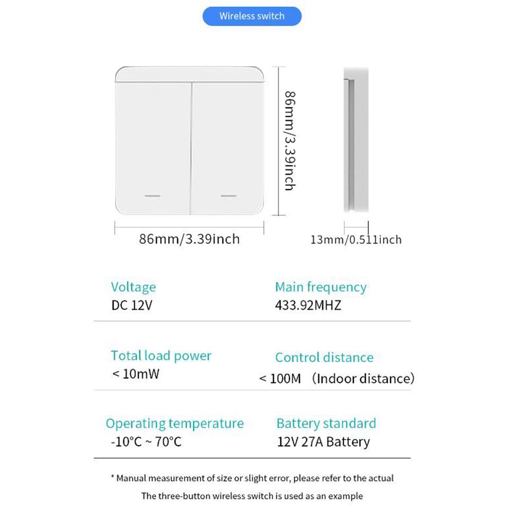 Wireless Light Switch Remote Control Switch Kit RF 2-Gang Switch And 2 Receivers Smart Outlets Wall Switches Electrical Supplies